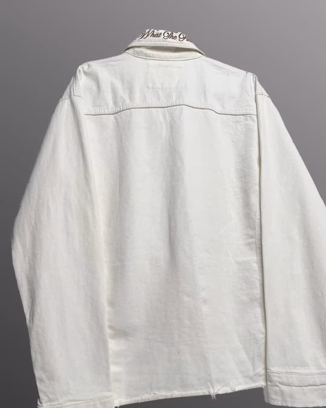 Cream Long Sleeve Stitched Denim Overshirt image 5