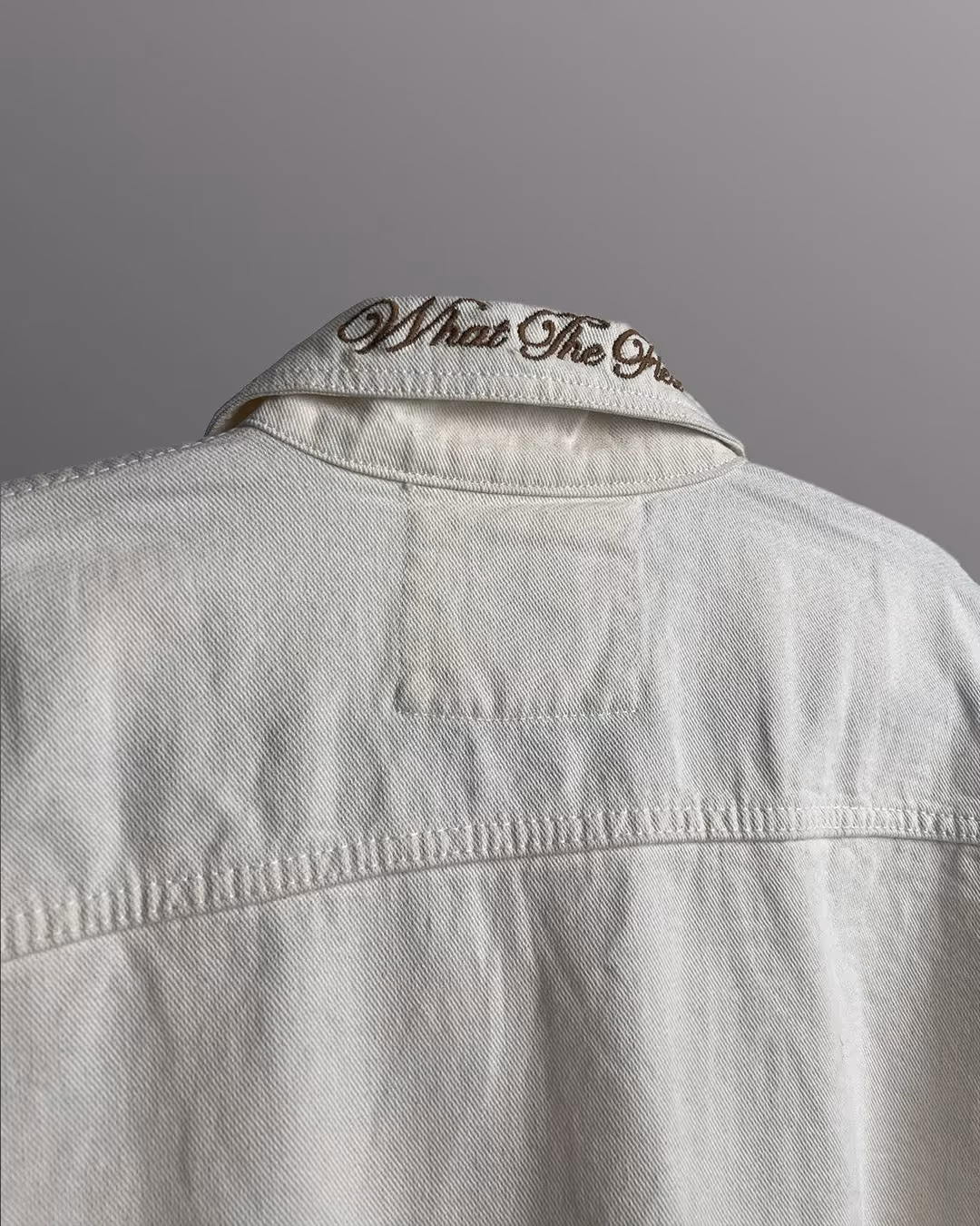 Cream Long Sleeve Stitched Denim Overshirt image 6