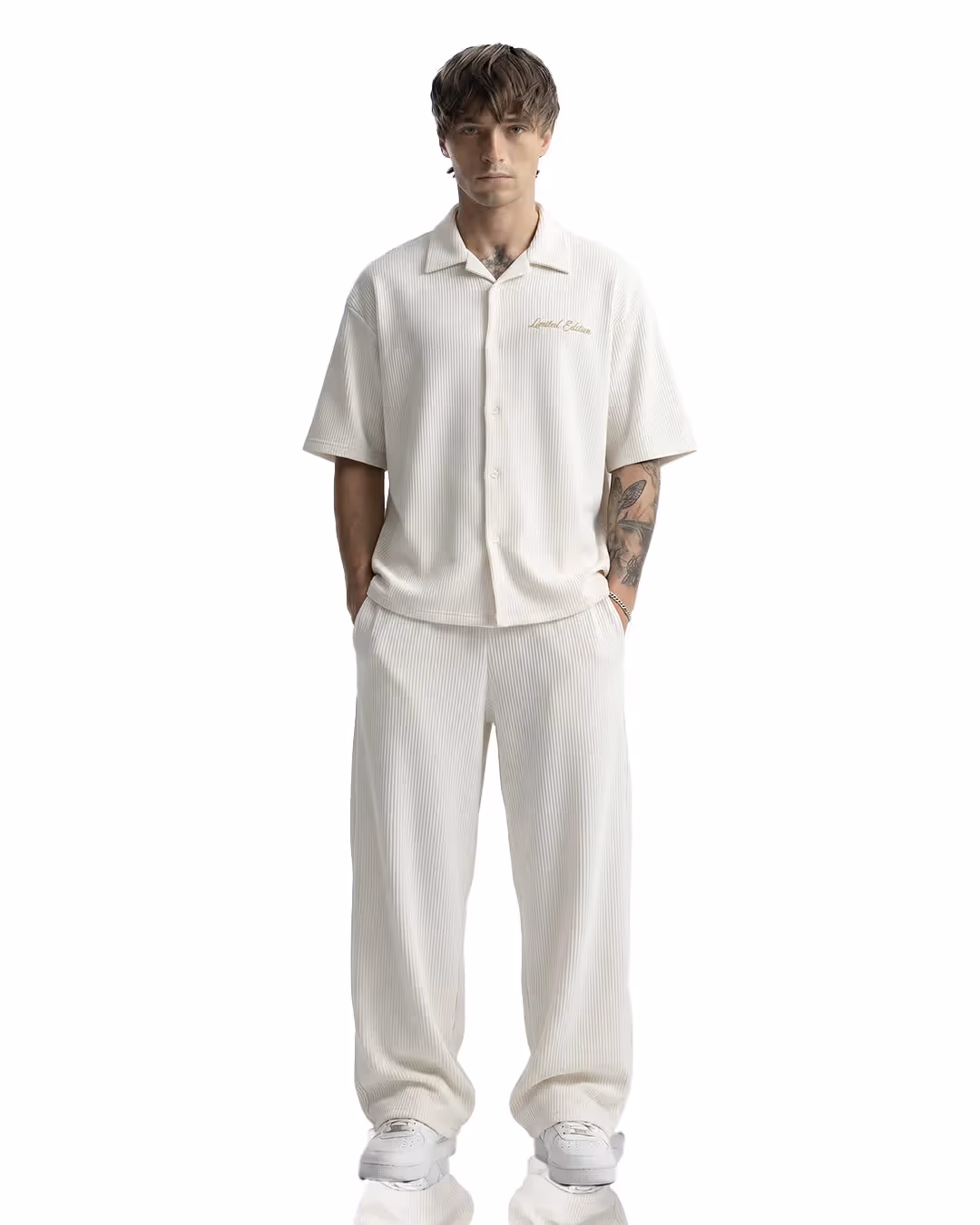 Cream Ribbed Co-ord Set image 1