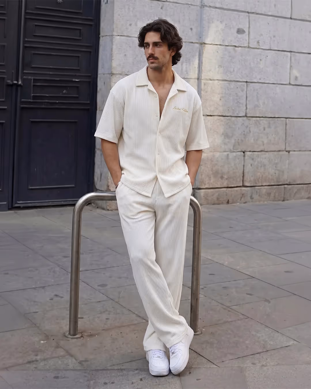 Cream Ribbed Co-ord Set image 4