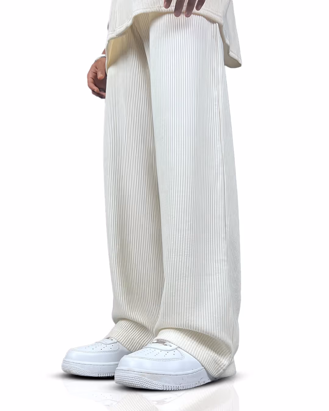 Cream Ribbed Pants image 1