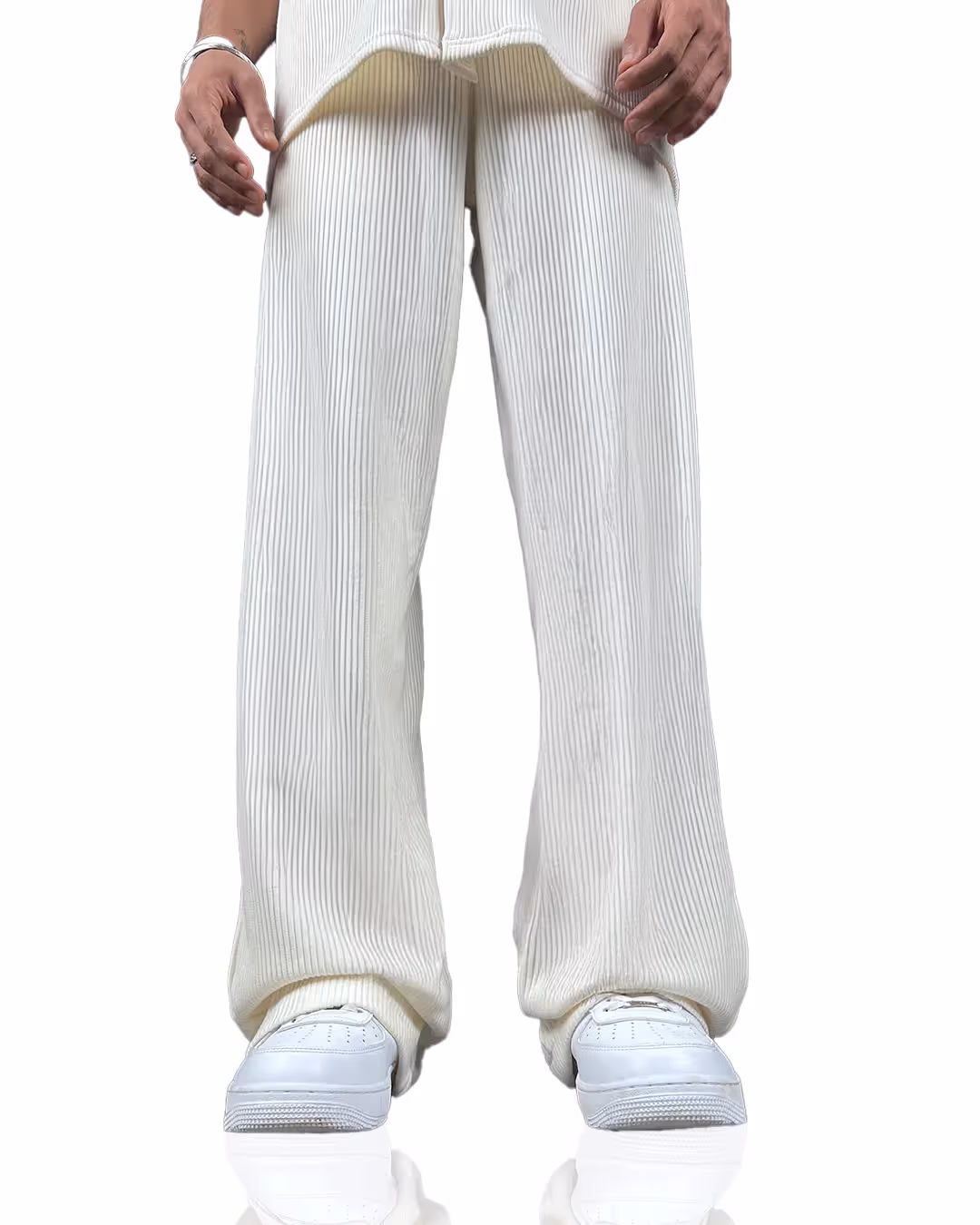 Cream Ribbed Pants image 3