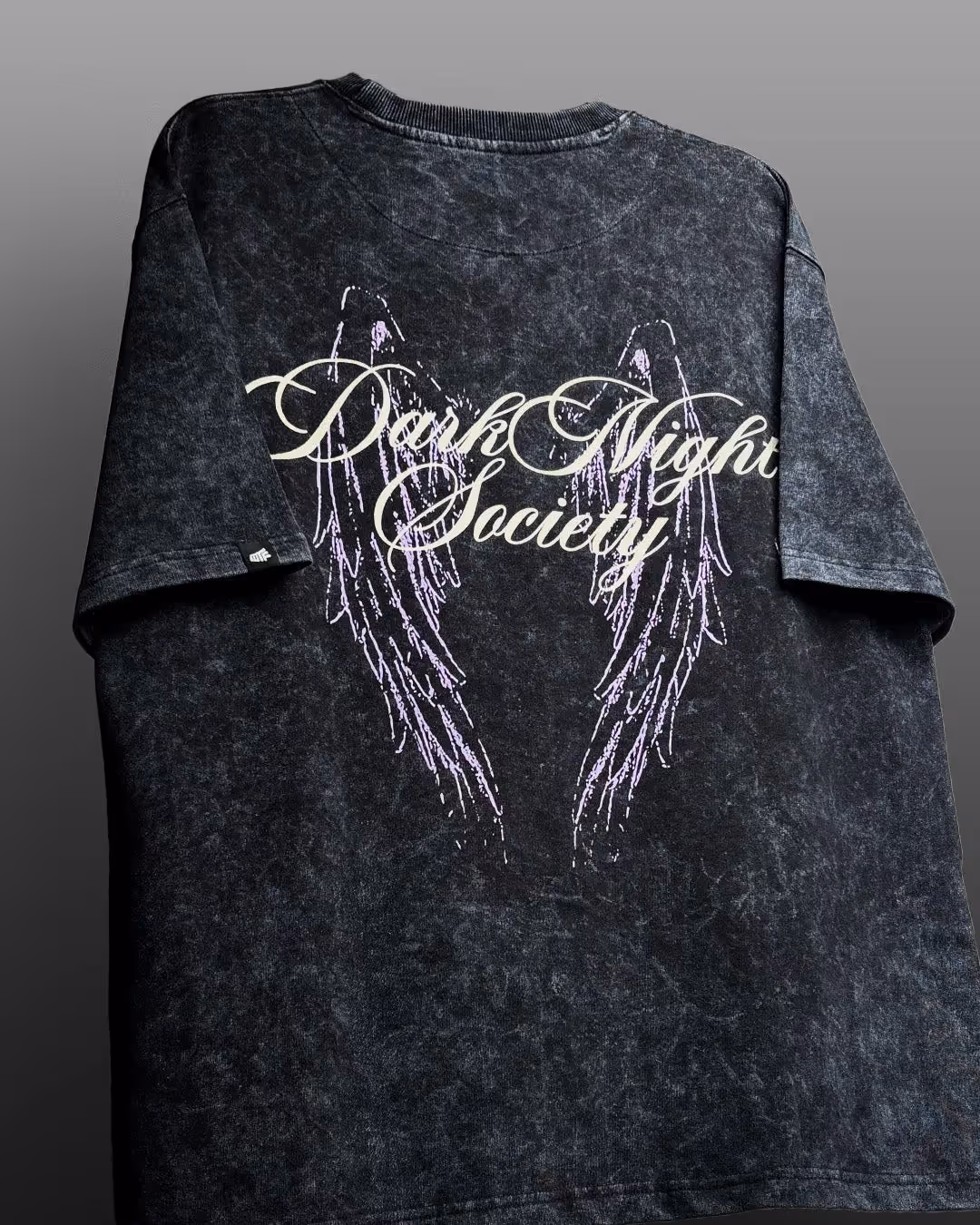 Dark Night Black Acid Wash Printed T-Shirt image 3