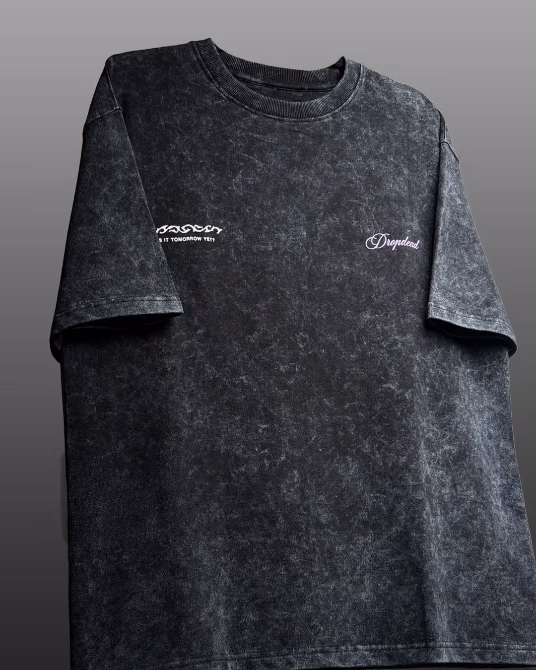 Dark Night Black Acid Wash Printed T-Shirt image 4