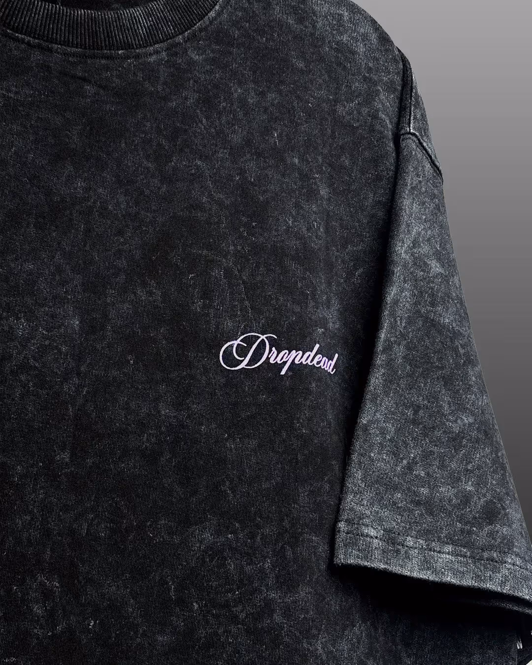 Dark Night Black Acid Wash Printed T-Shirt image 5