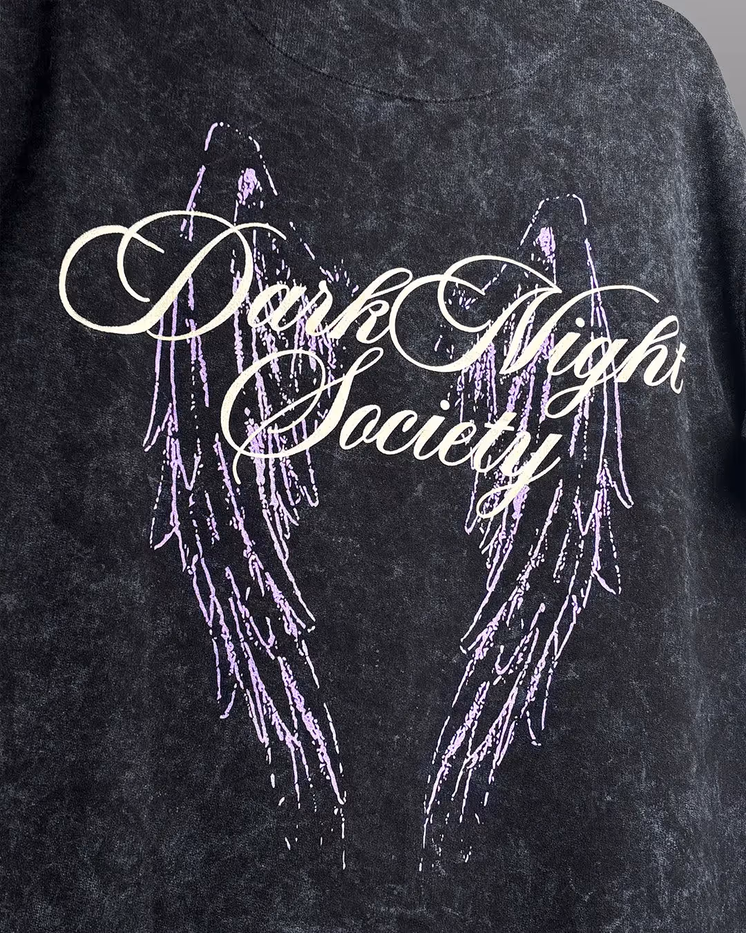 Dark Night Black Acid Wash Printed T-Shirt image 8
