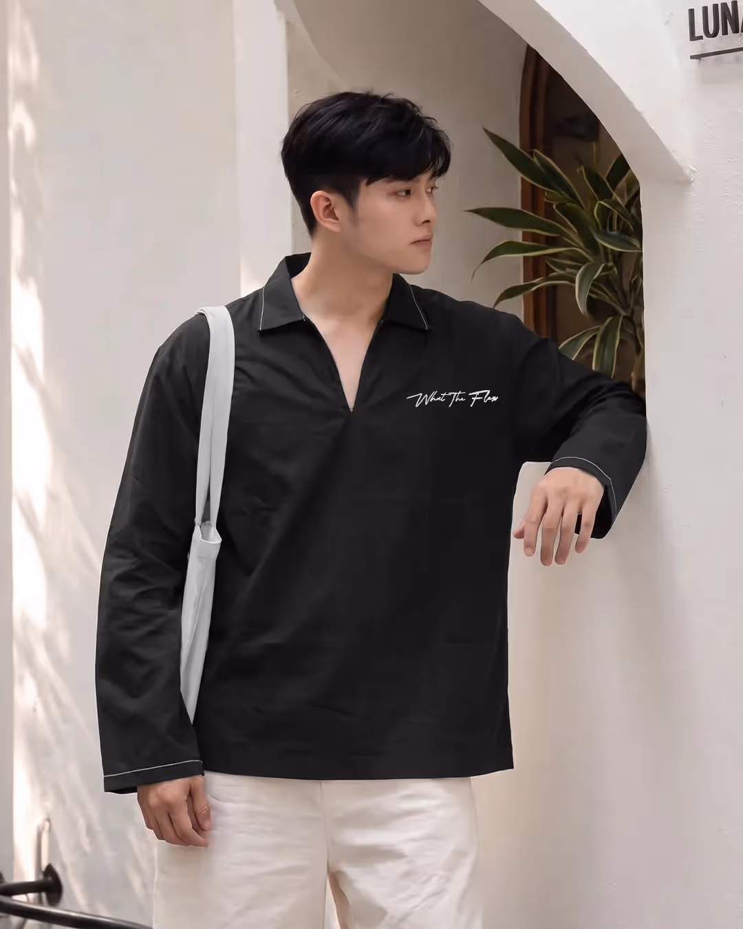 Death Oath Linen V-Neck Shirt image 4
