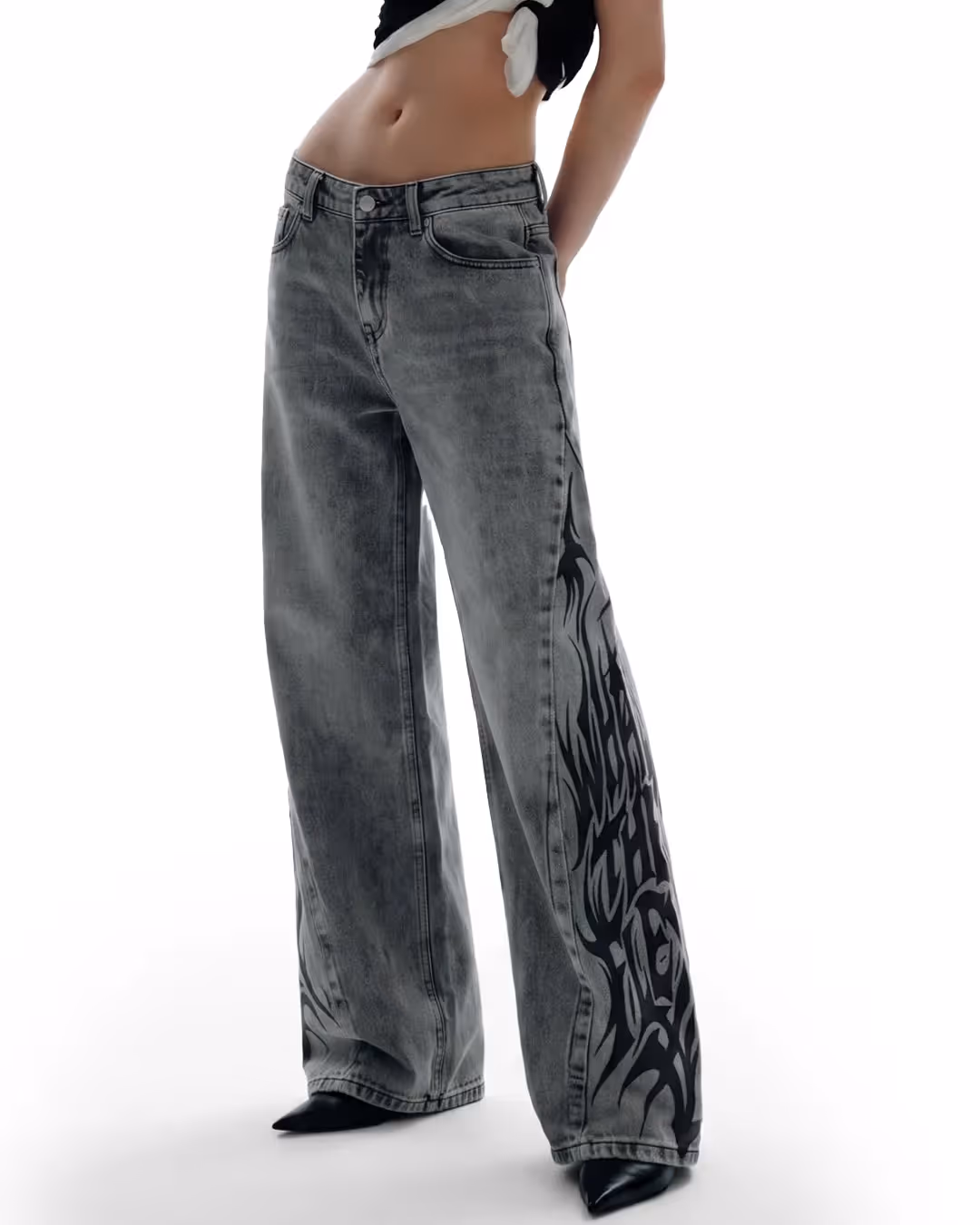 Flex Symbol Grey Baggy Jeans image 1
