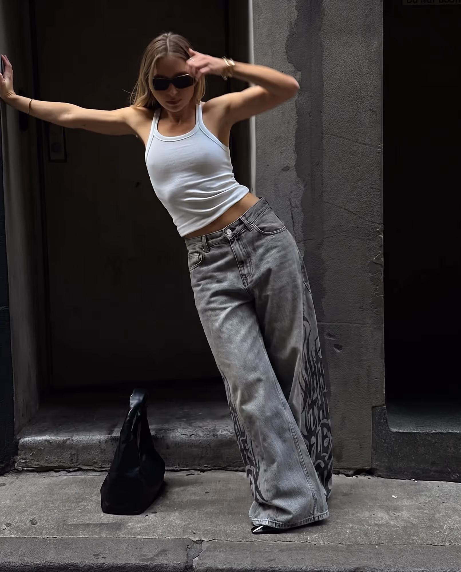 Flex Symbol Grey Baggy Jeans image 6