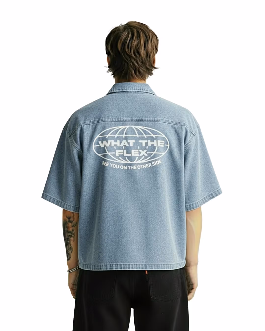 Flex Szn Blue Half Sleeve Denim Shirt image 1