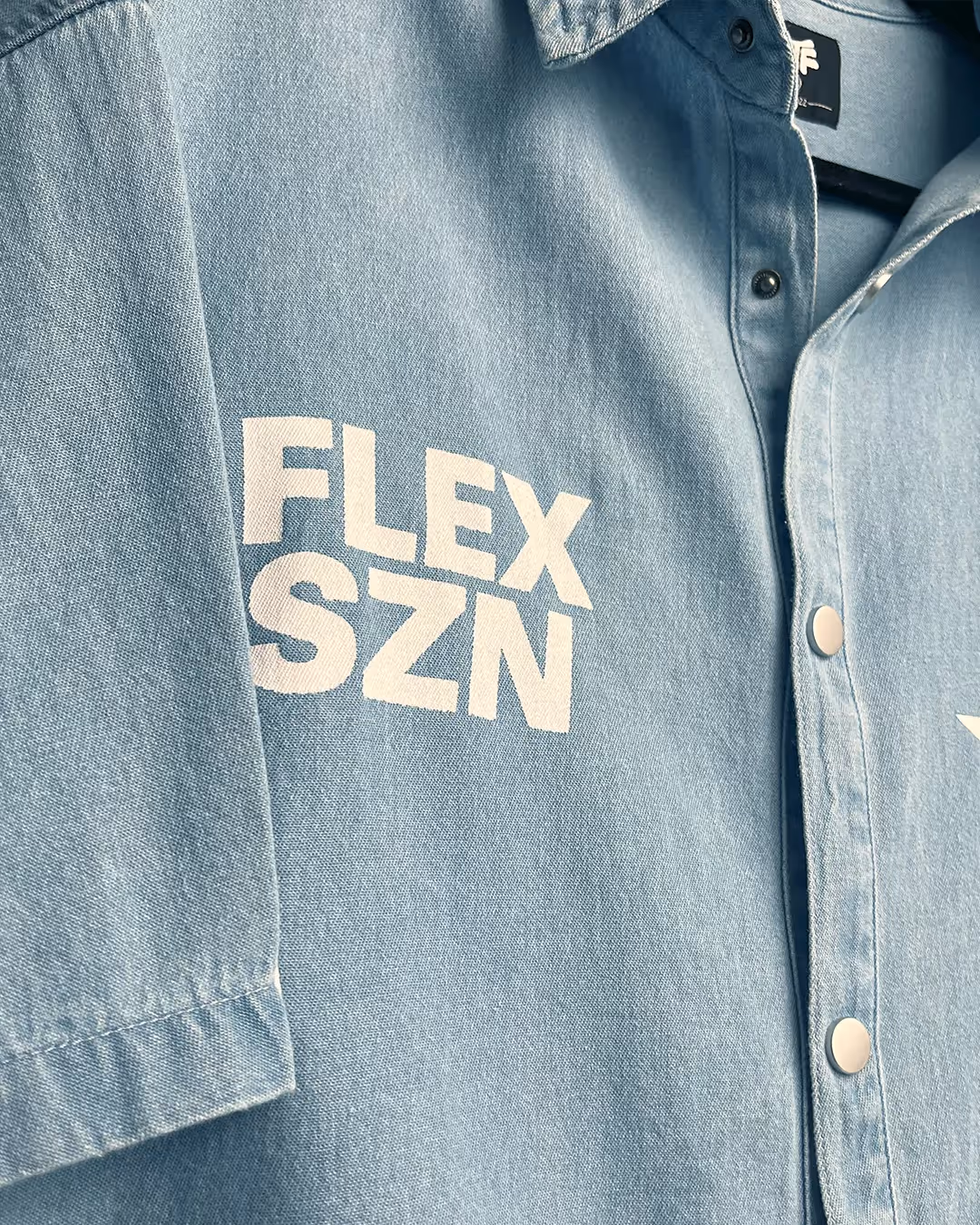 Flex Szn Blue Half Sleeve Denim Shirt image 11