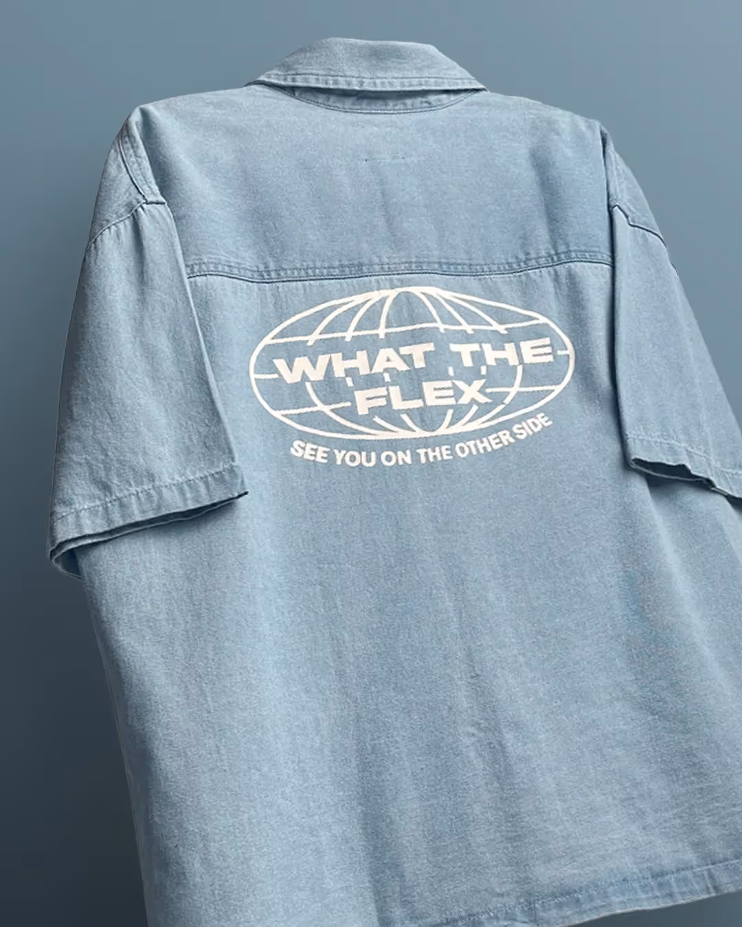 Flex Szn Blue Half Sleeve Denim Shirt image 5