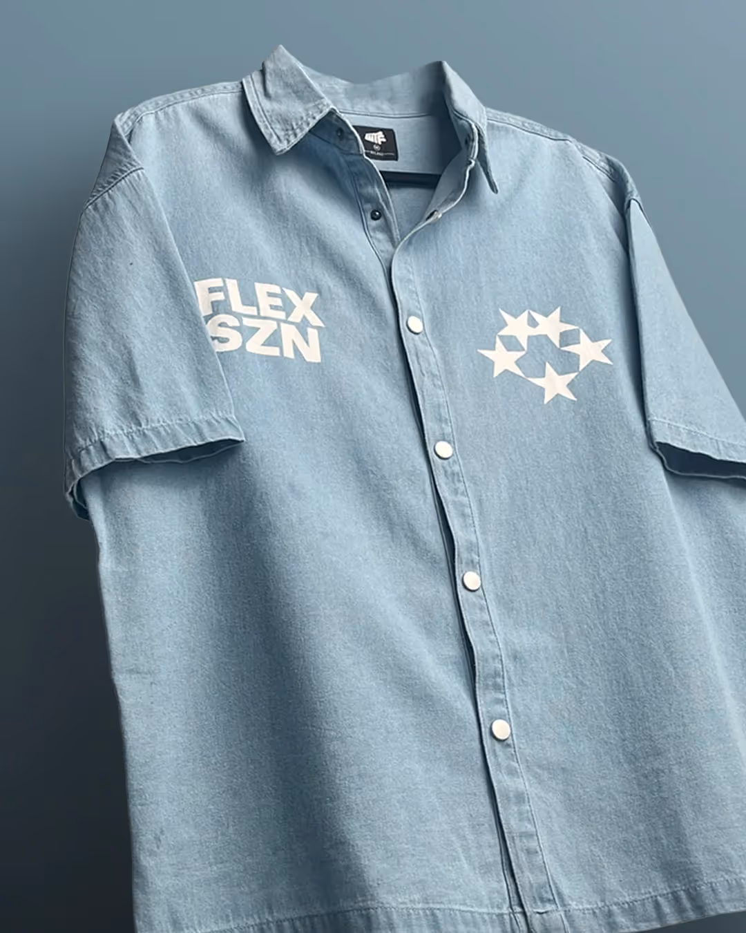 Flex Szn Blue Half Sleeve Denim Shirt image 6