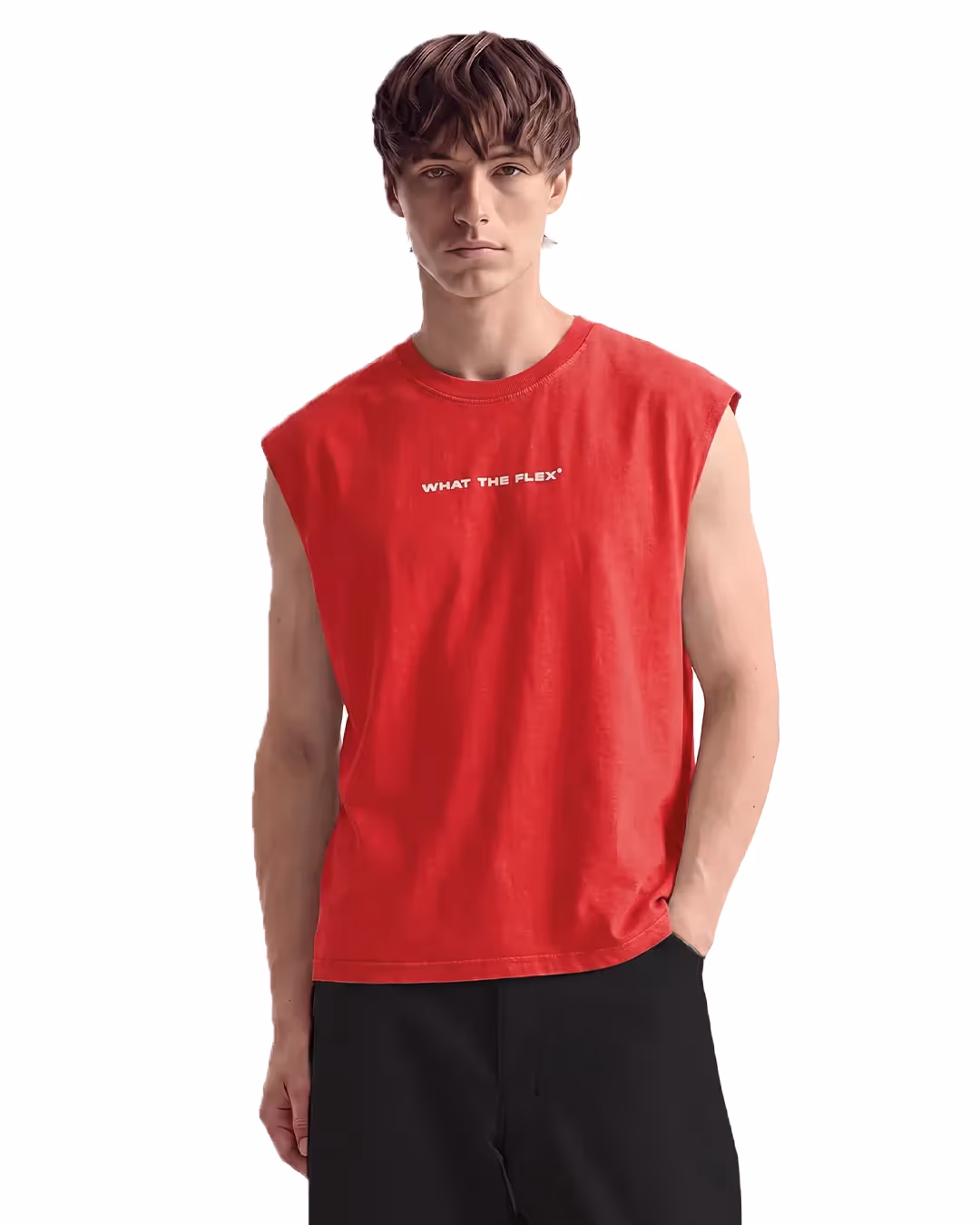 Global Threat Red Acid Wash Boxy Vest image 1