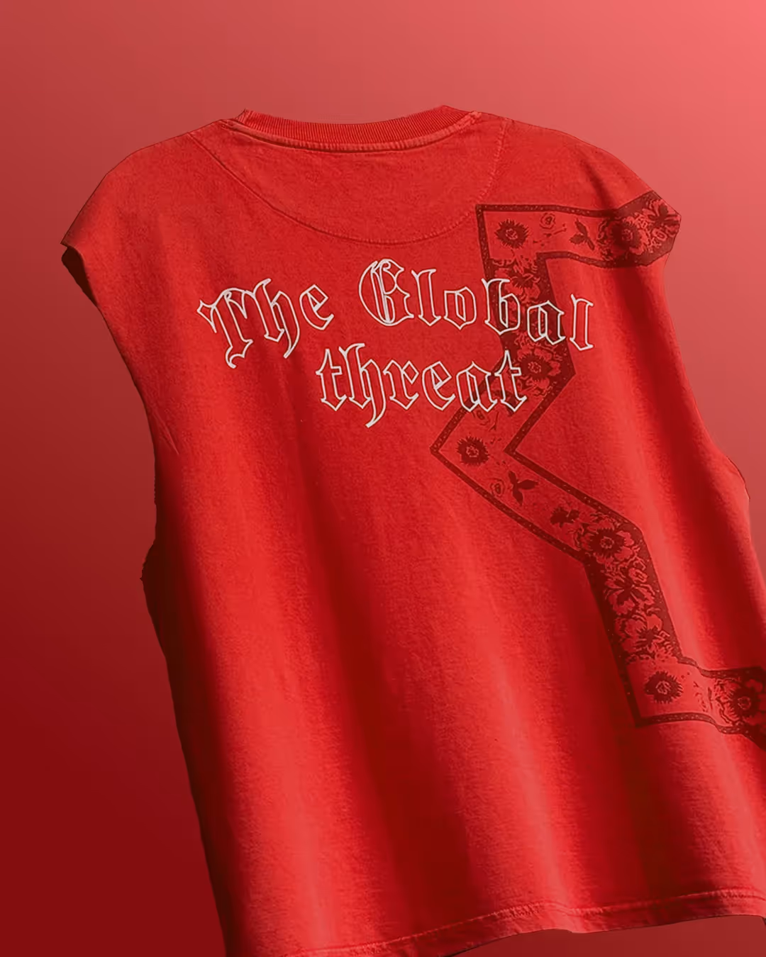 Global Threat Red Acid Wash Boxy Vest image 3