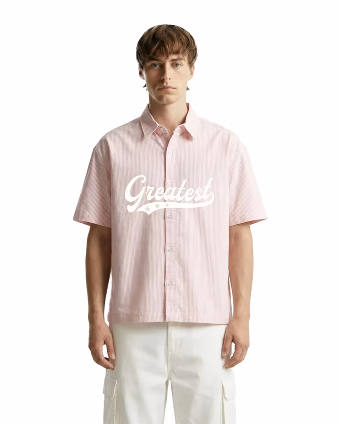 Greatest Pink Half Sleeve Striped Shirt image 1