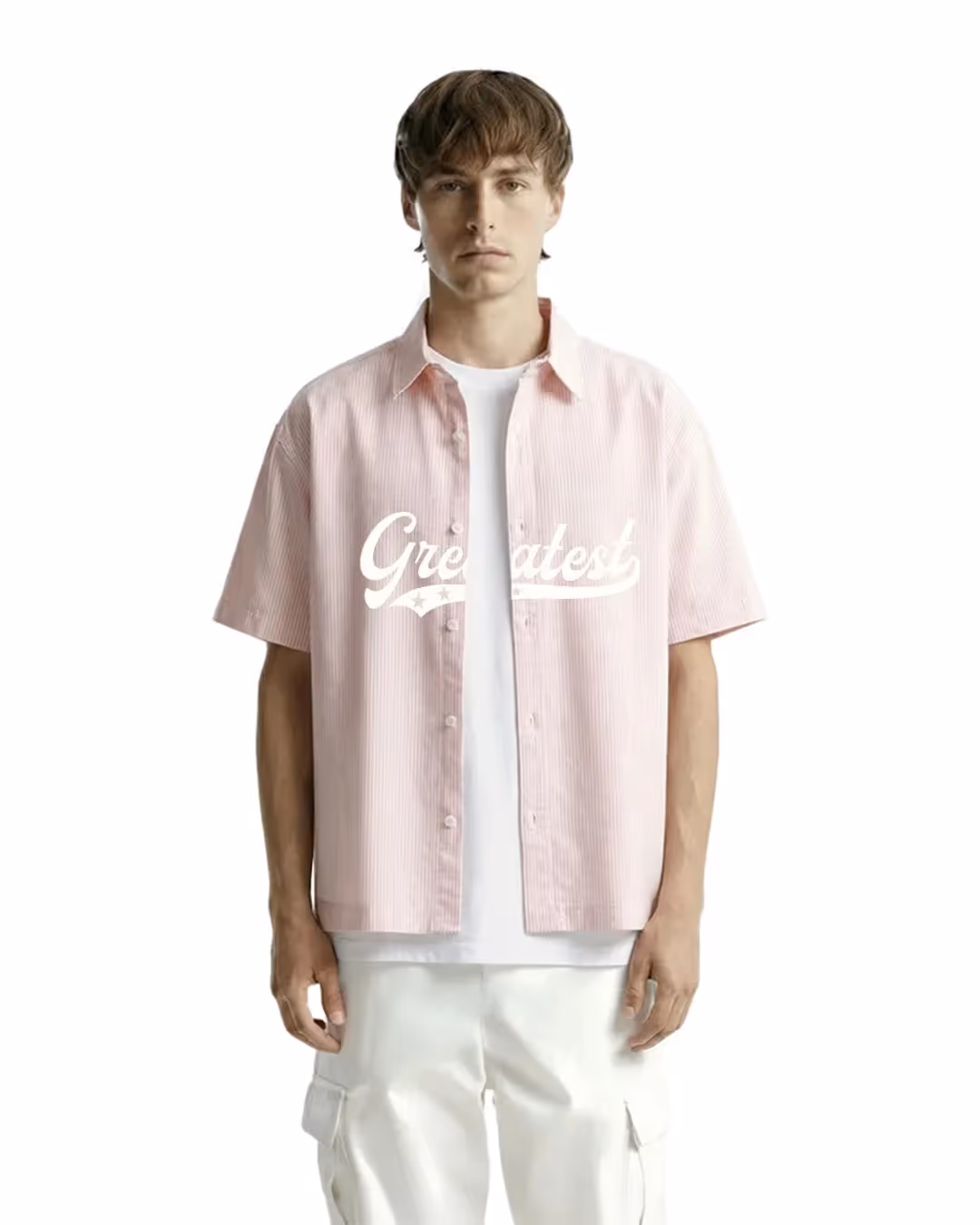 Greatest Pink Half Sleeve Striped Shirt image 3