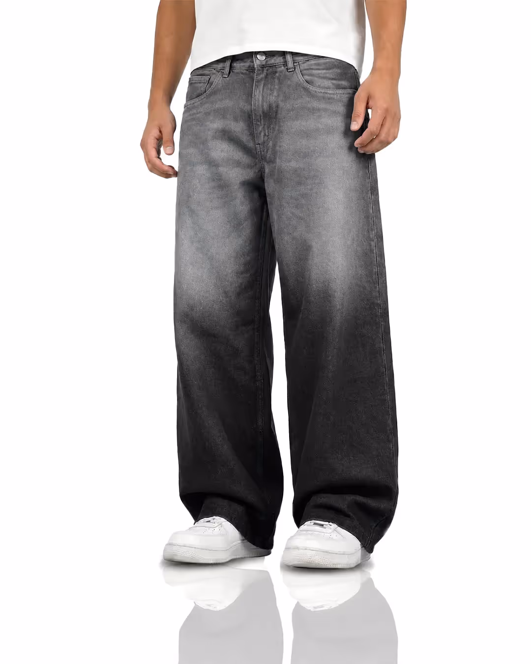 Grey Dual Wash Baggy Jeans image 1