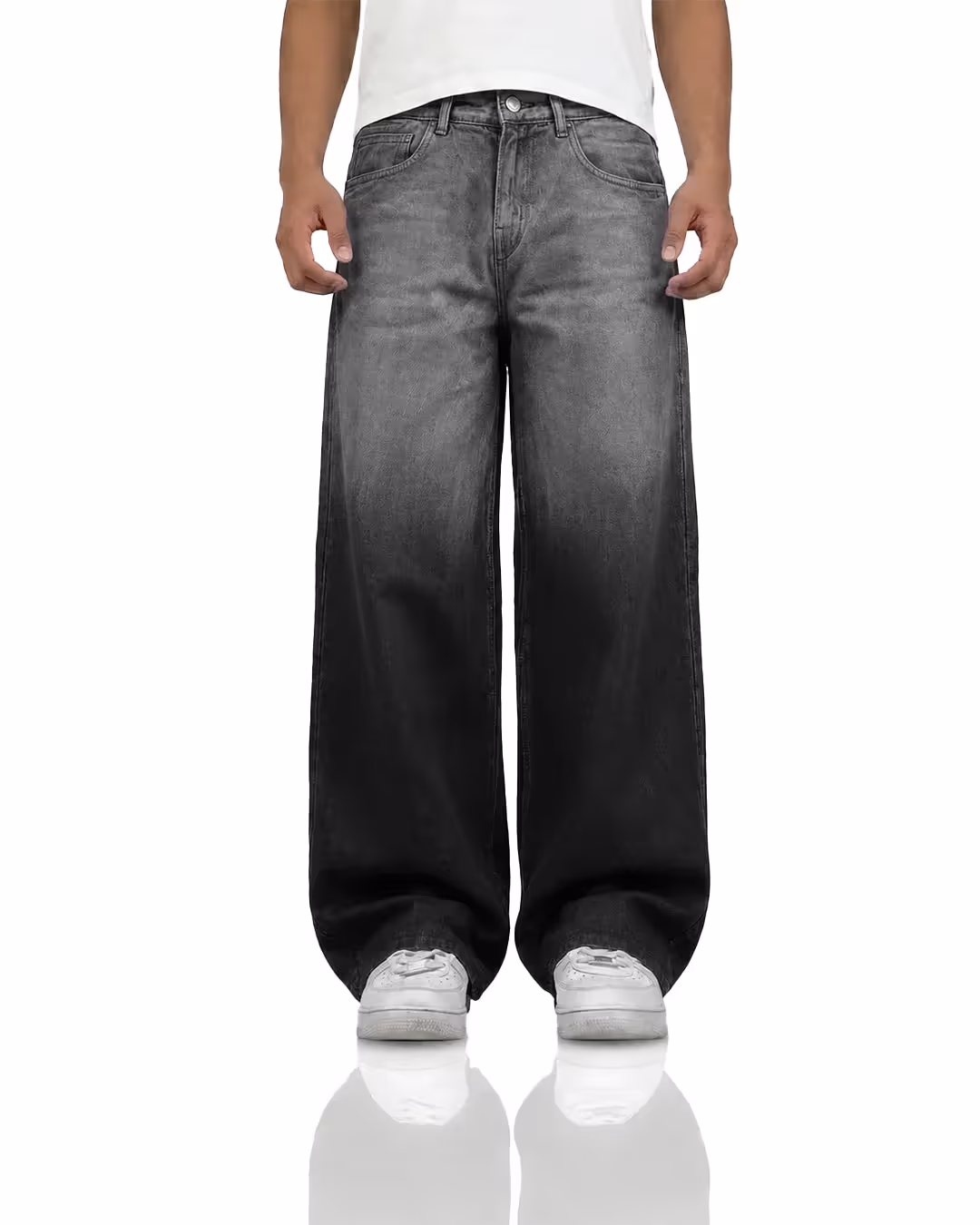 Grey Dual Wash Baggy Jeans image 2