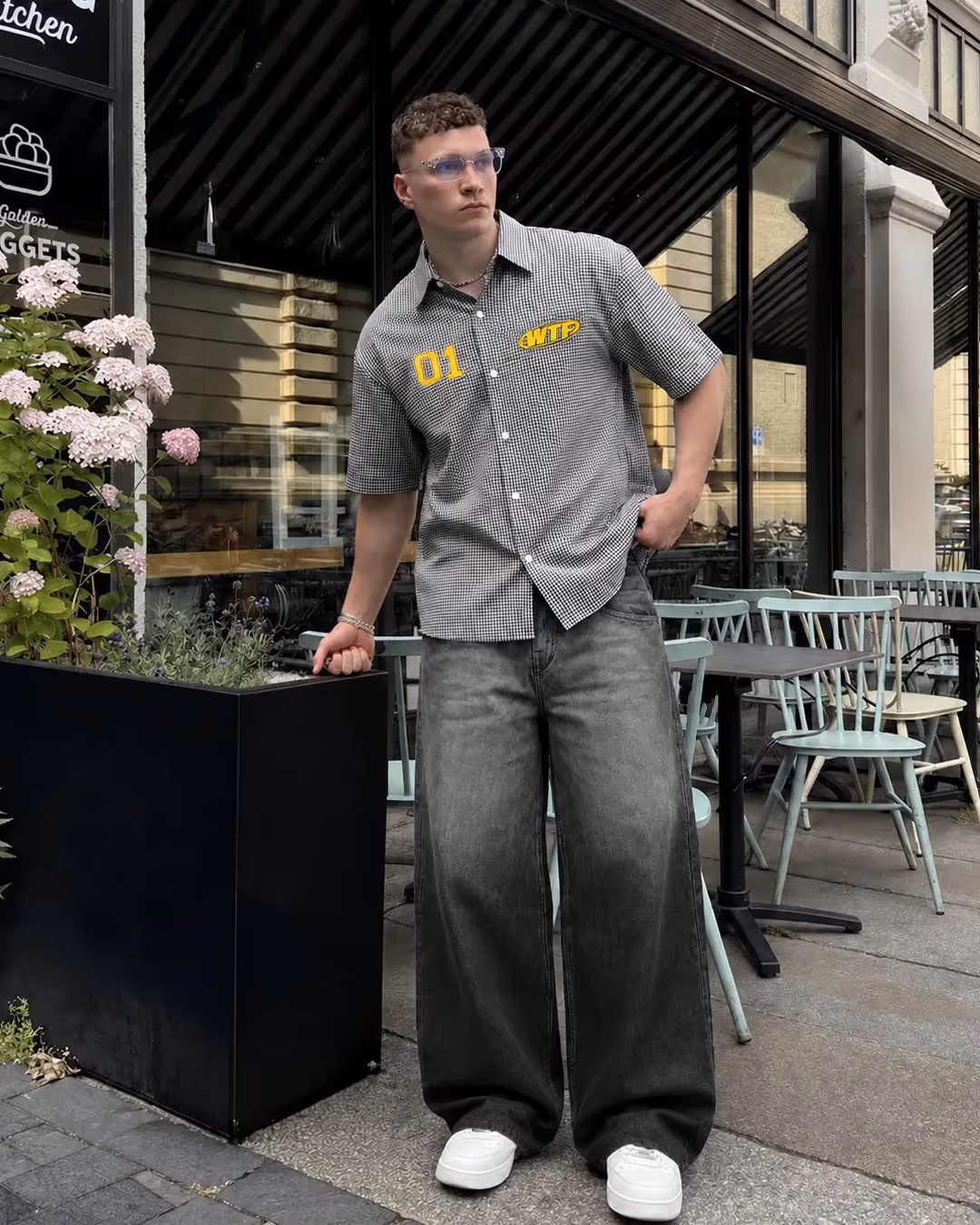 Grey Dual Wash Baggy Jeans image 3