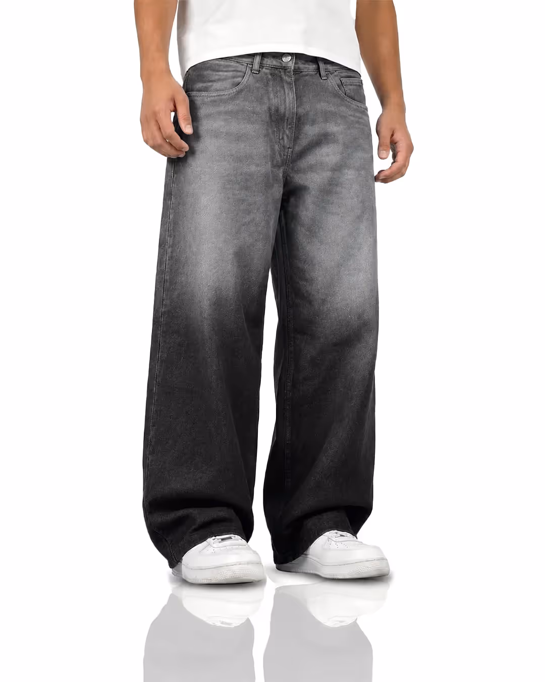 Grey Dual Wash Baggy Jeans image 6