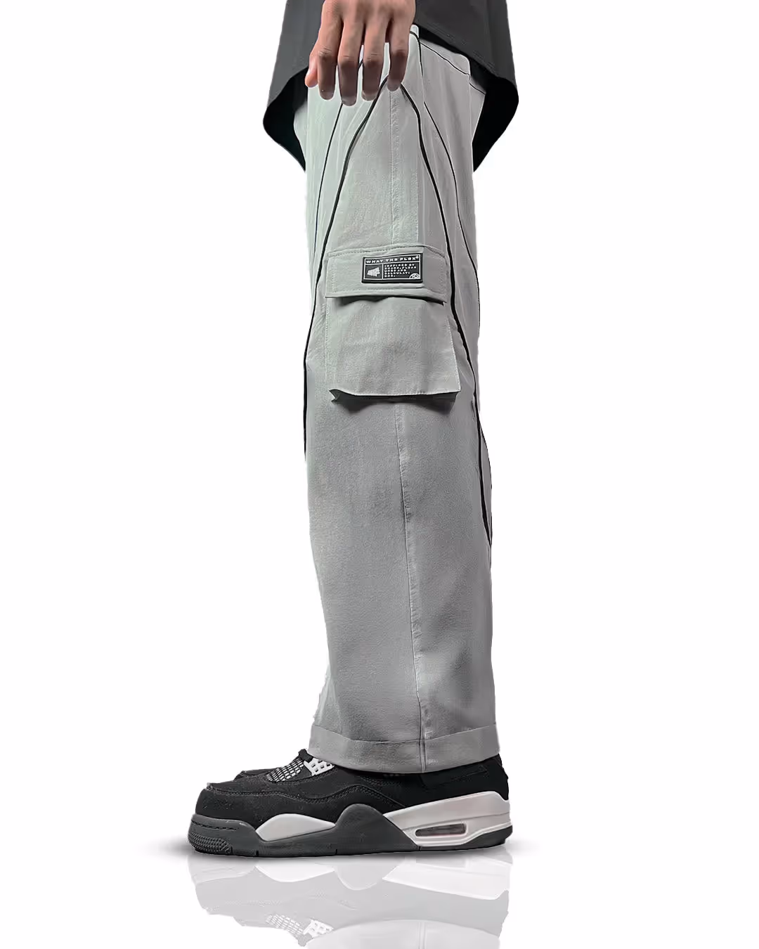 Grey Edgy Parachute Pants image 3