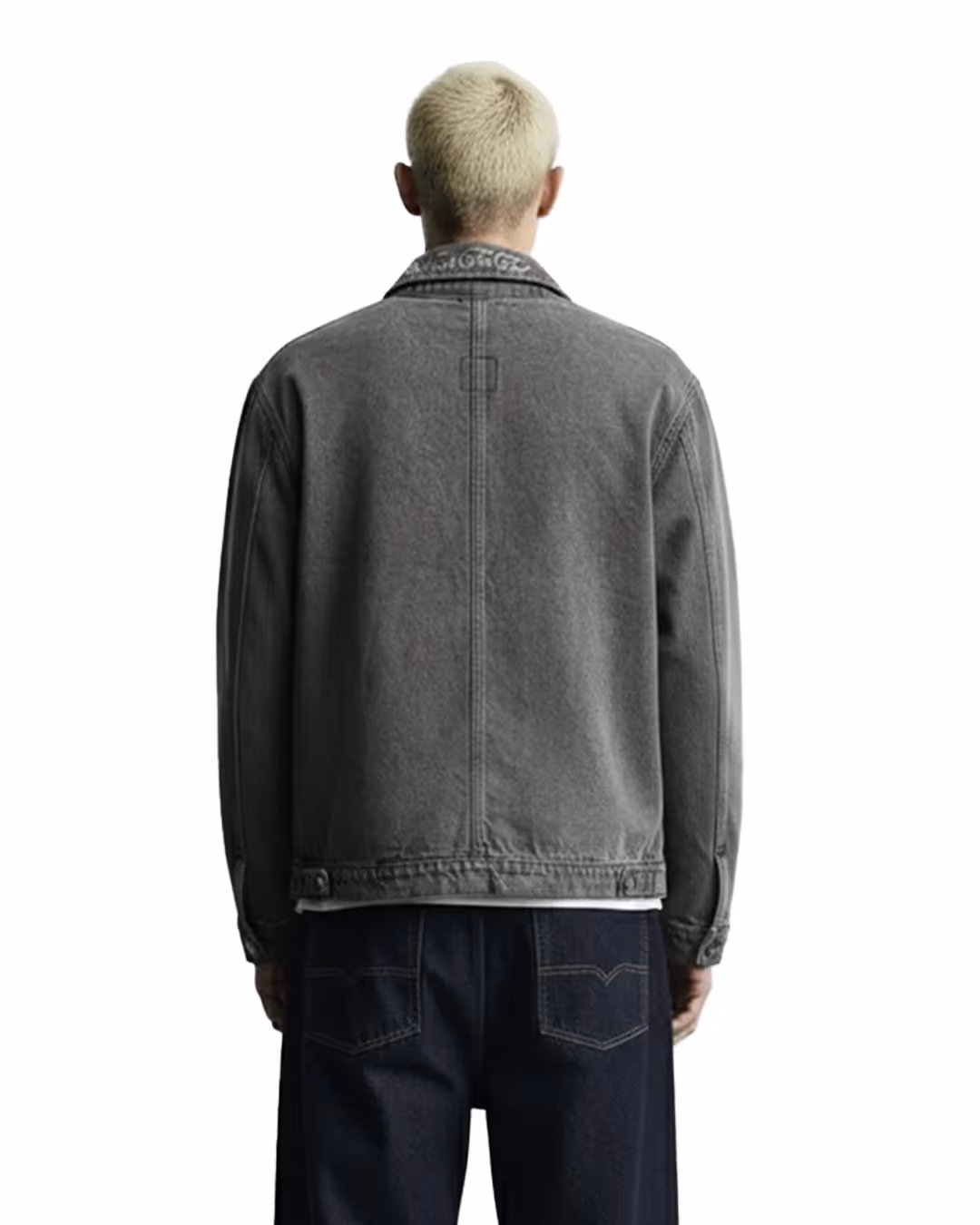 Grey Long Sleeve Stitched Denim Overshirt image 2