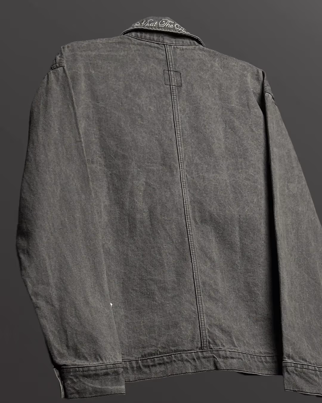 Grey Long Sleeve Stitched Denim Overshirt image 5