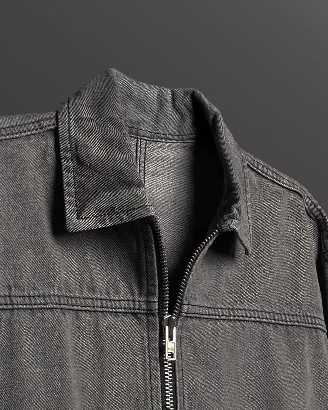 Grey Long Sleeve Stitched Denim Overshirt image 6