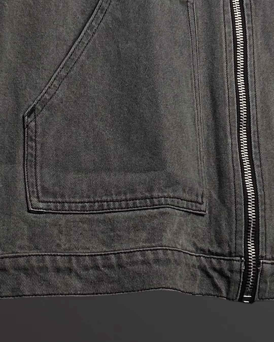 Grey Long Sleeve Stitched Denim Overshirt image 9