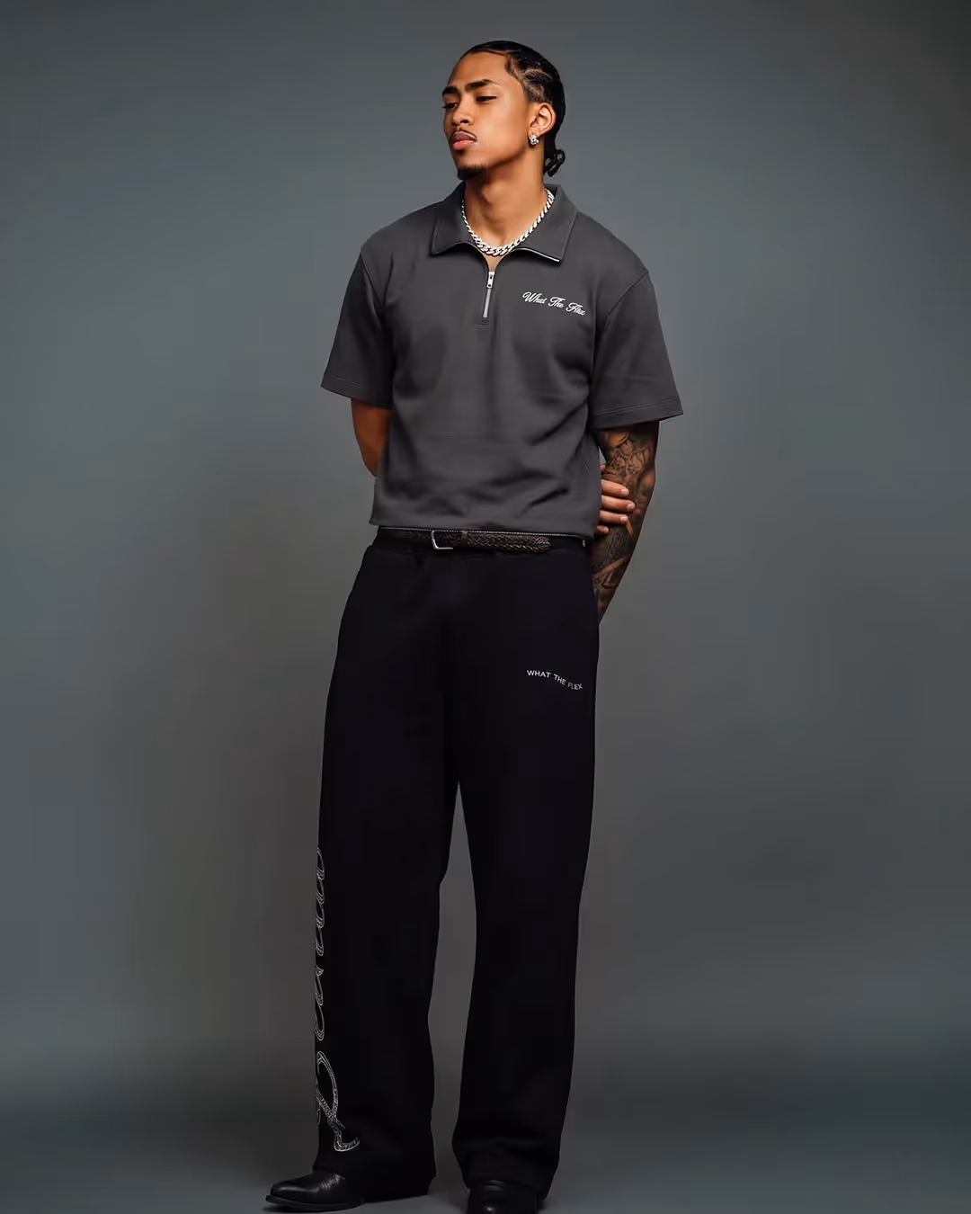 Grey Polo With Zip image 3