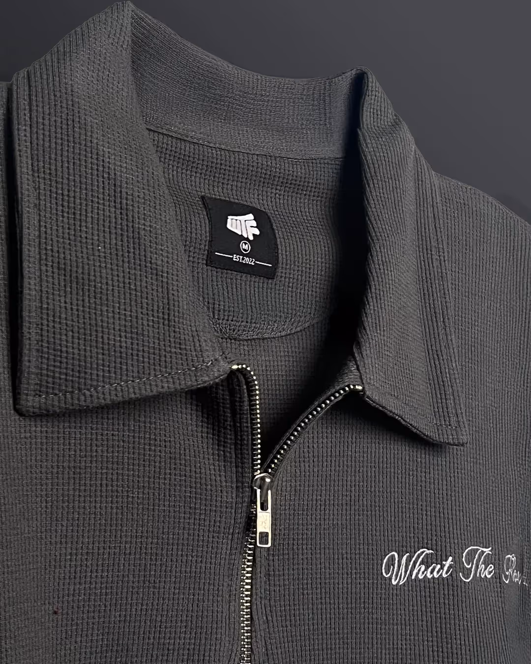 Grey Polo With Zip image 6