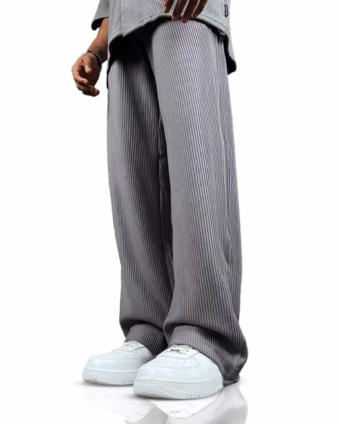 Grey Ribbed Pants image 1