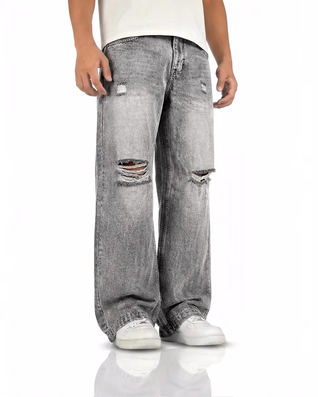 Grey Rugged Baggy Jeans image 2