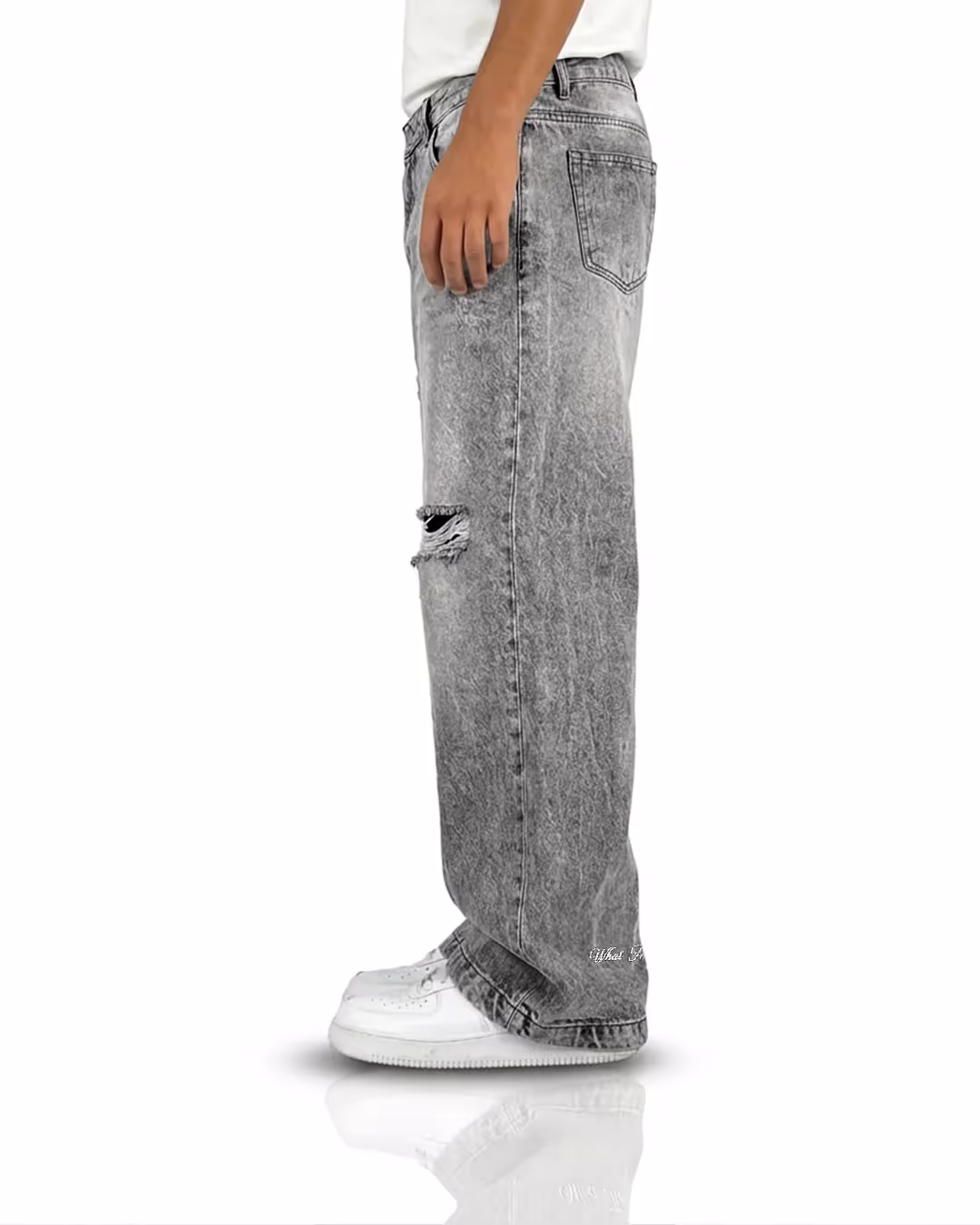 Grey Rugged Baggy Jeans image 3