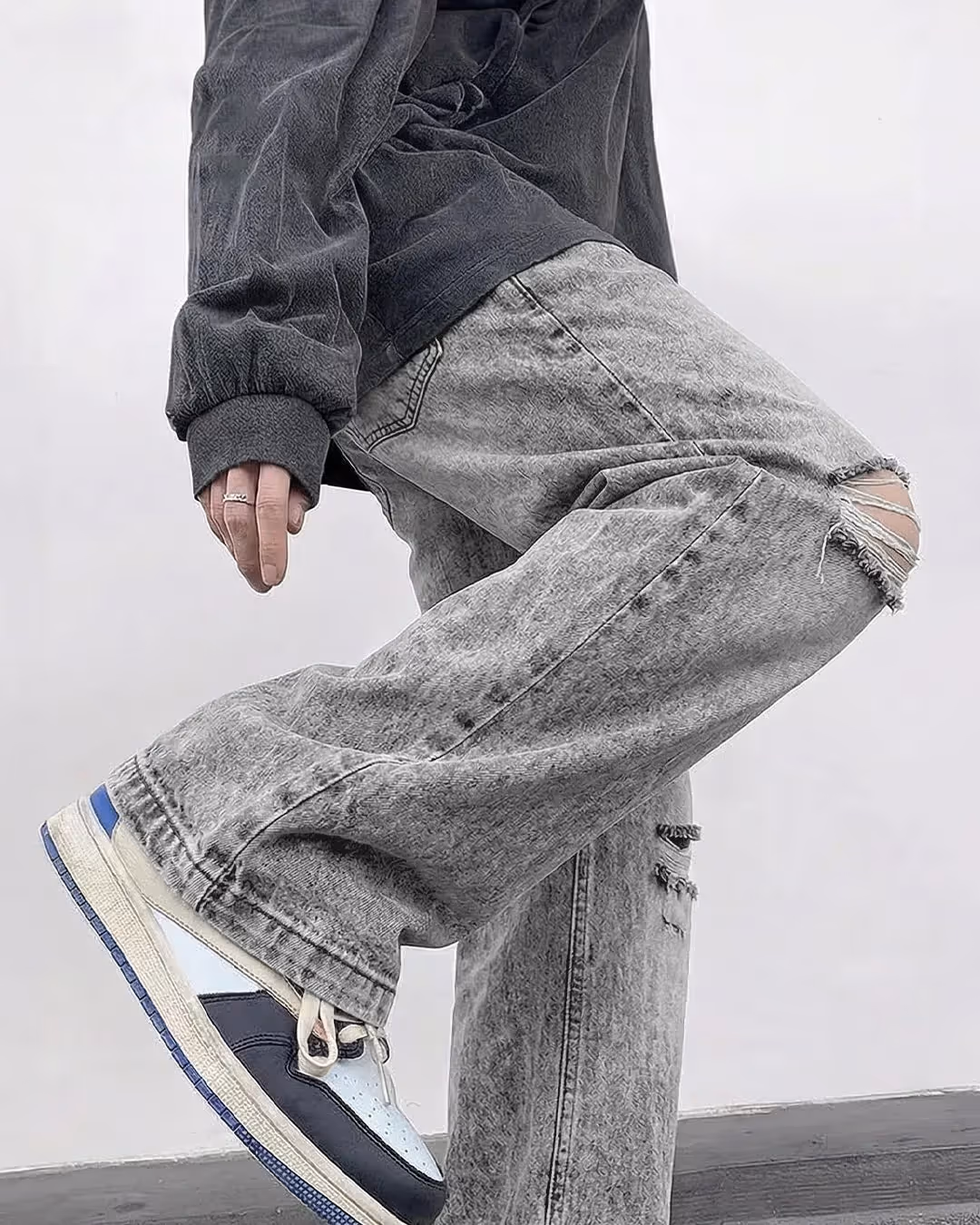 Grey Rugged Baggy Jeans image 8