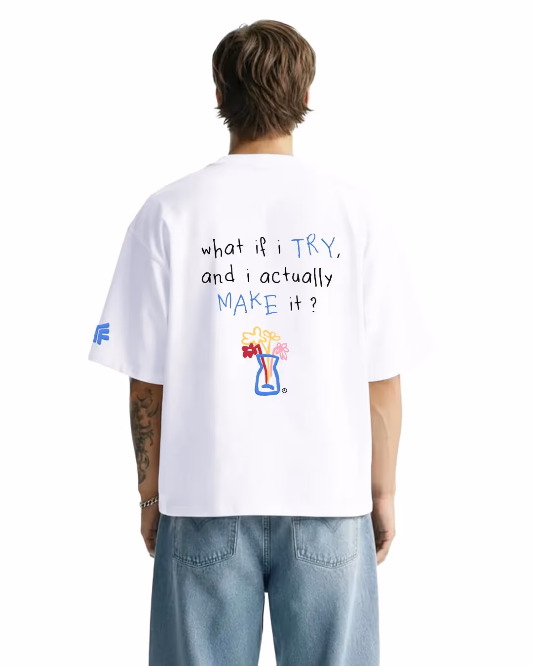 I Try White Boxy-Fit T-Shirt image 1