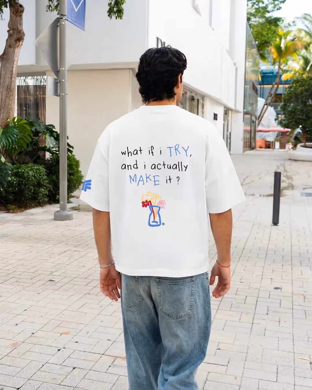 I Try White Boxy-Fit T-Shirt image 4