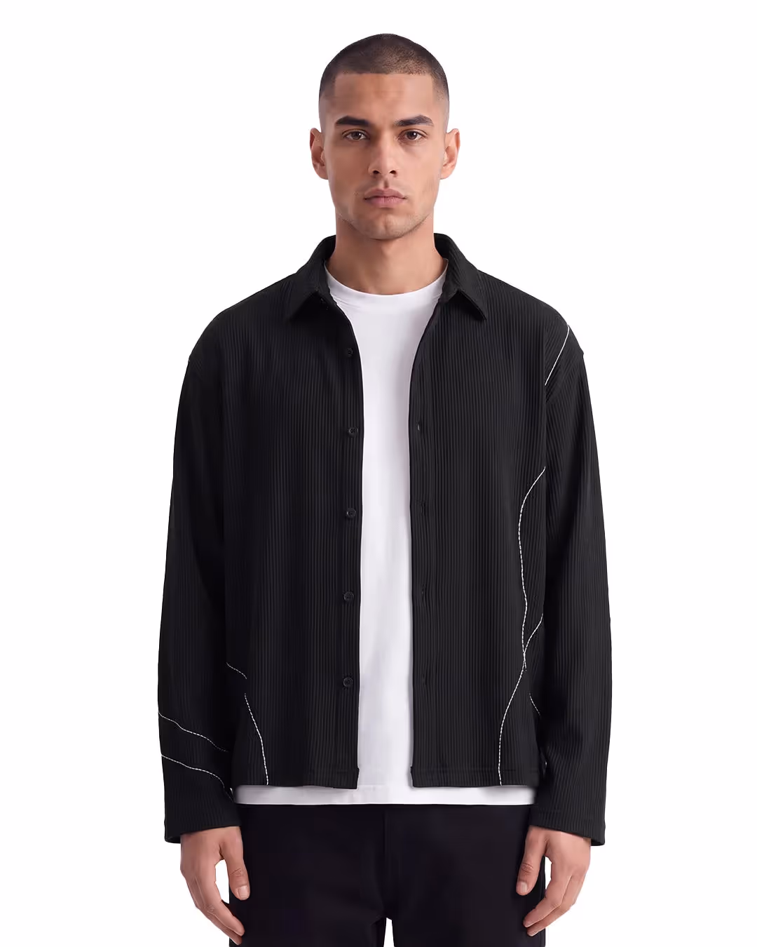 Infinite Black Ribbed Shirt image 1