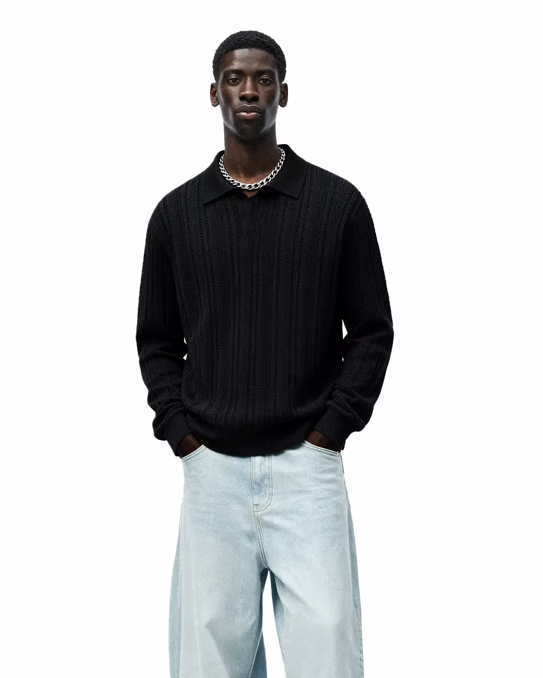 Ink Black Full Sleeve Polo T-shirt image 1