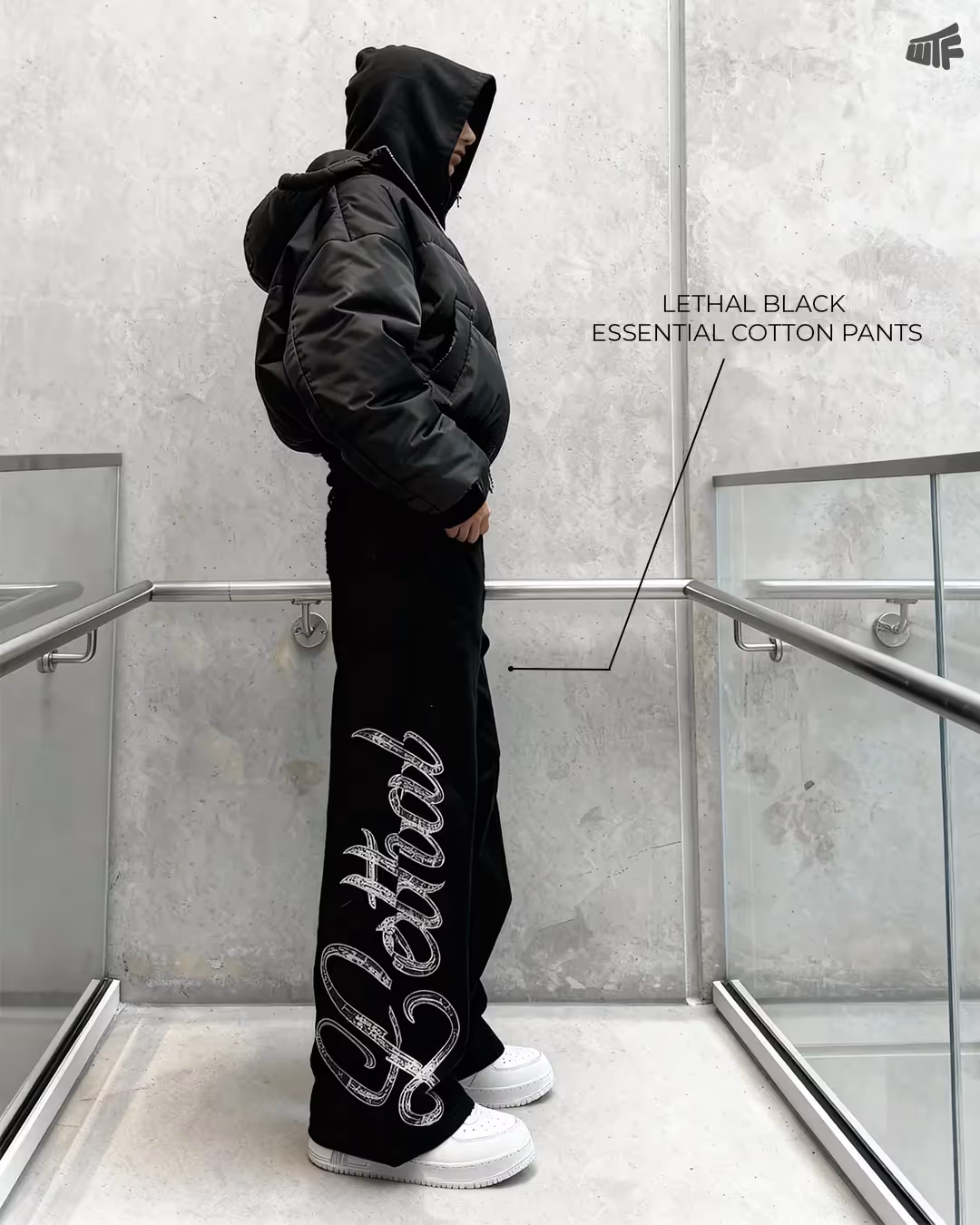 Lethal Black Essential Cotton Pants  image 3