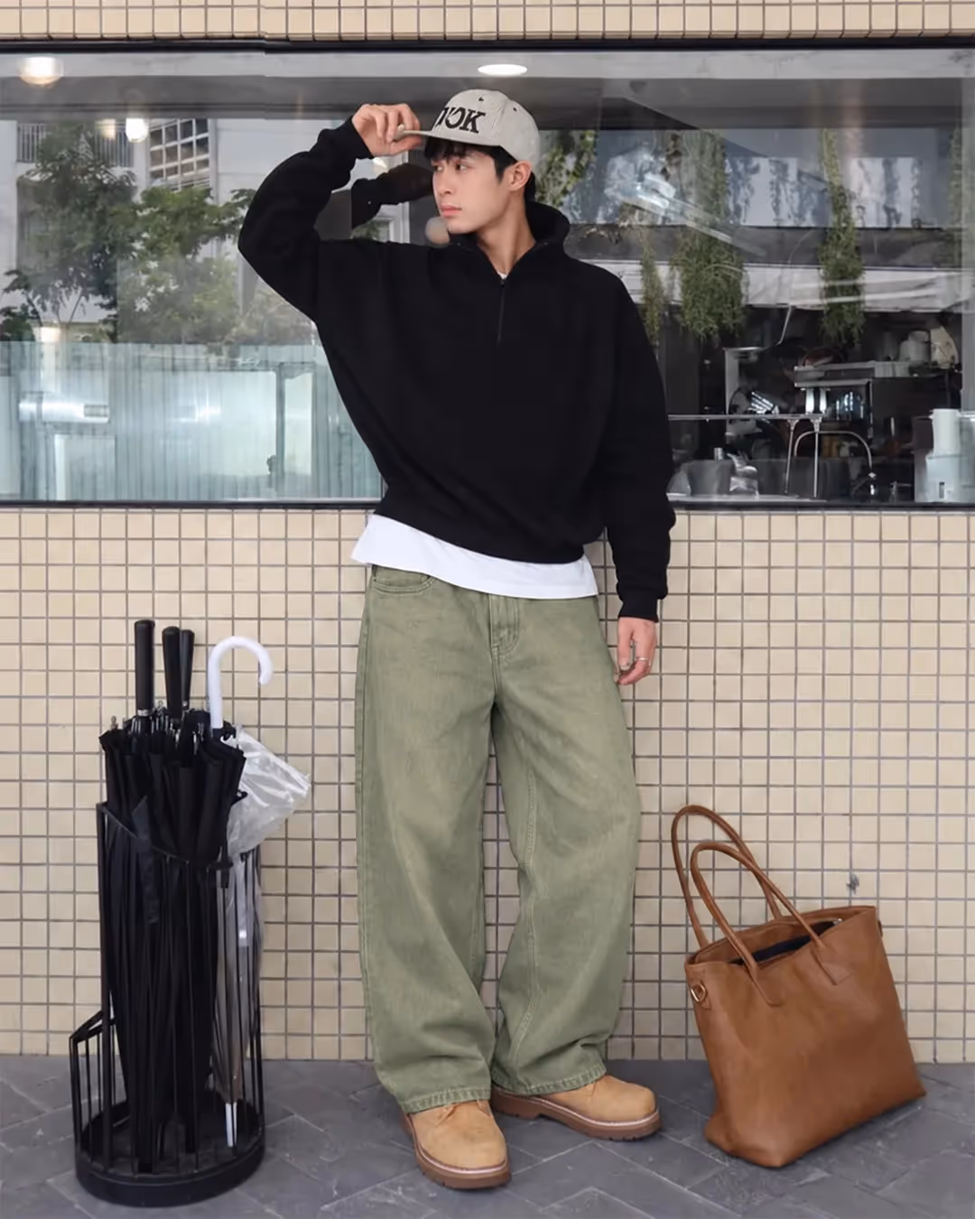 Matcha Olive Baggy Jeans  image 5
