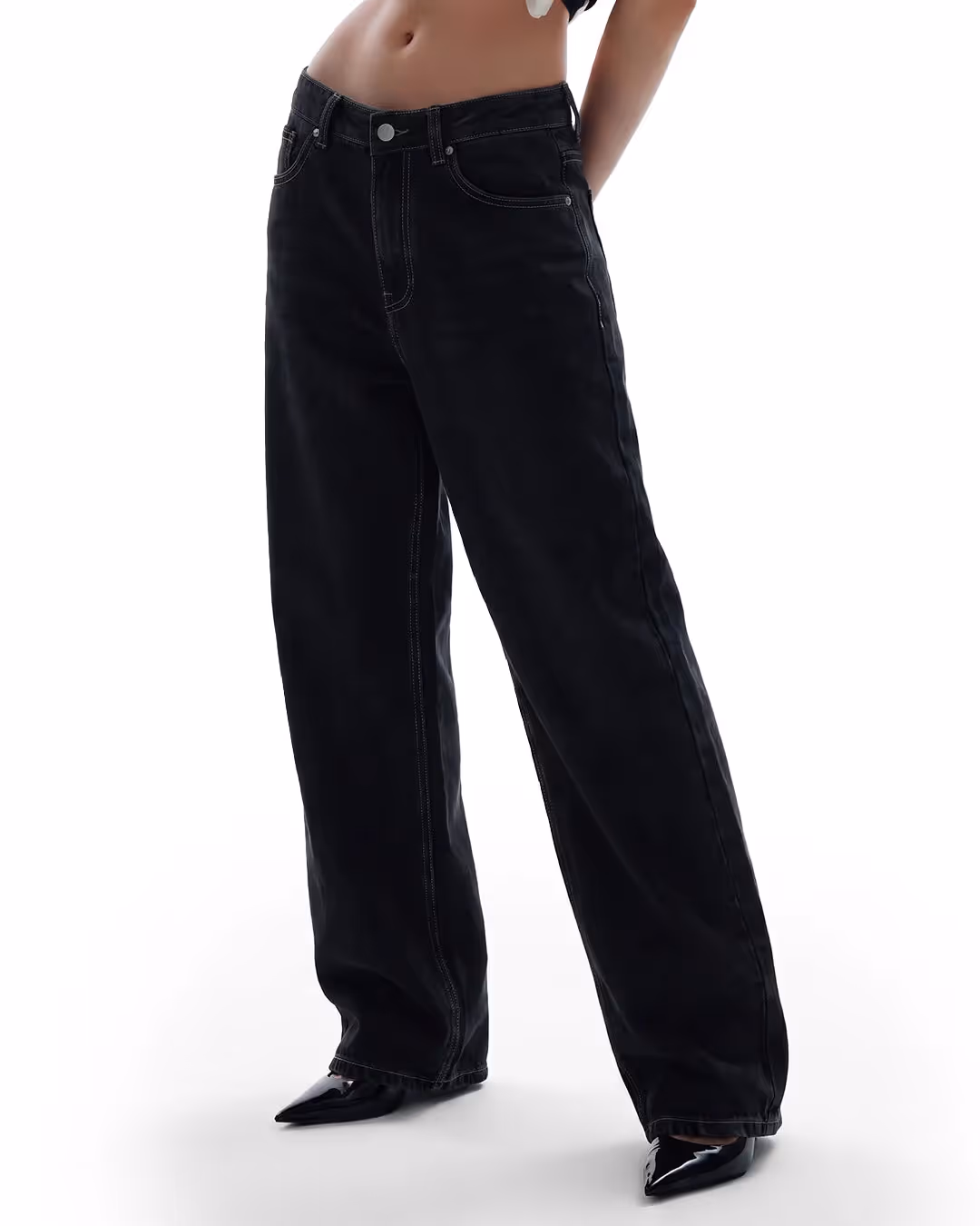 Midnight Black Baggy Jeans image 1