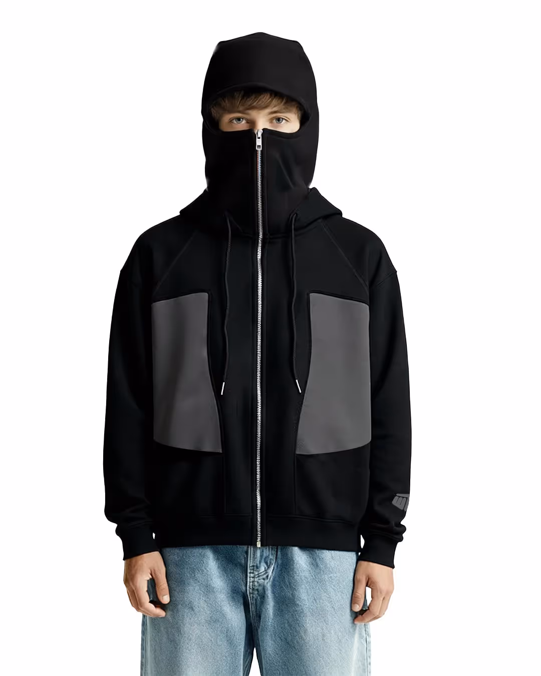 Ninja Masked Zipper Black Hoodie image 2