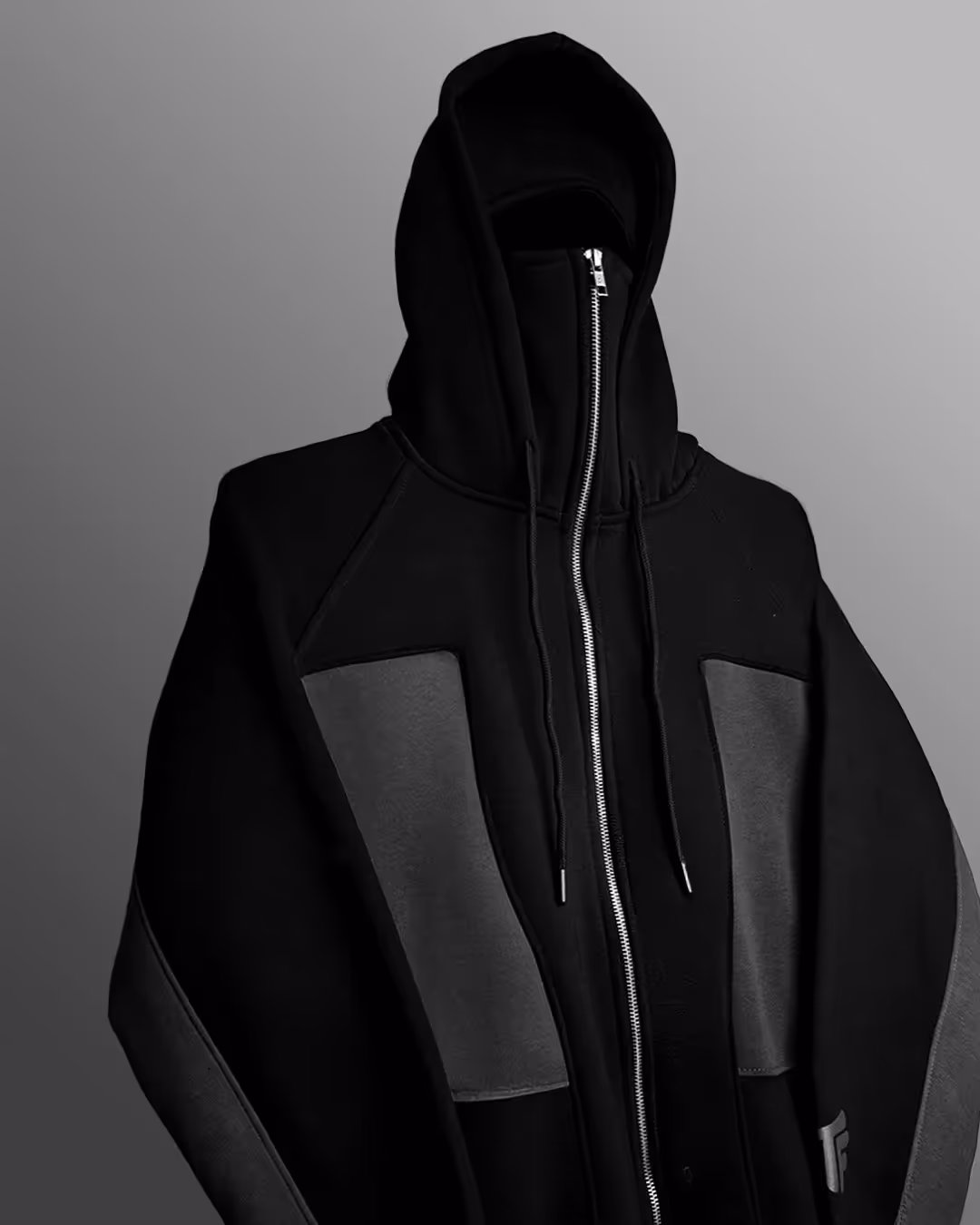 Ninja Masked Zipper Black Hoodie image 5