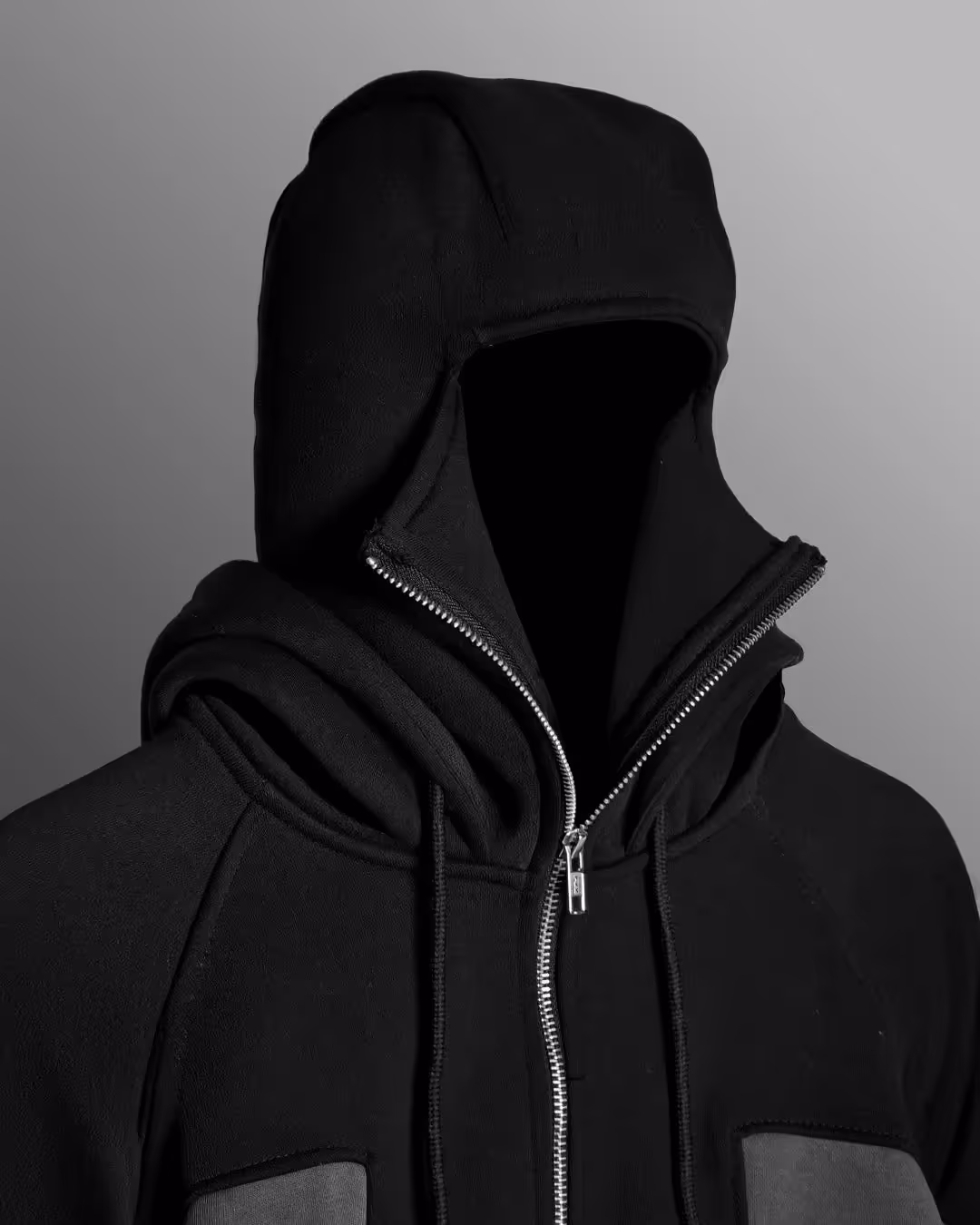 Ninja Masked Zipper Black Hoodie image 9