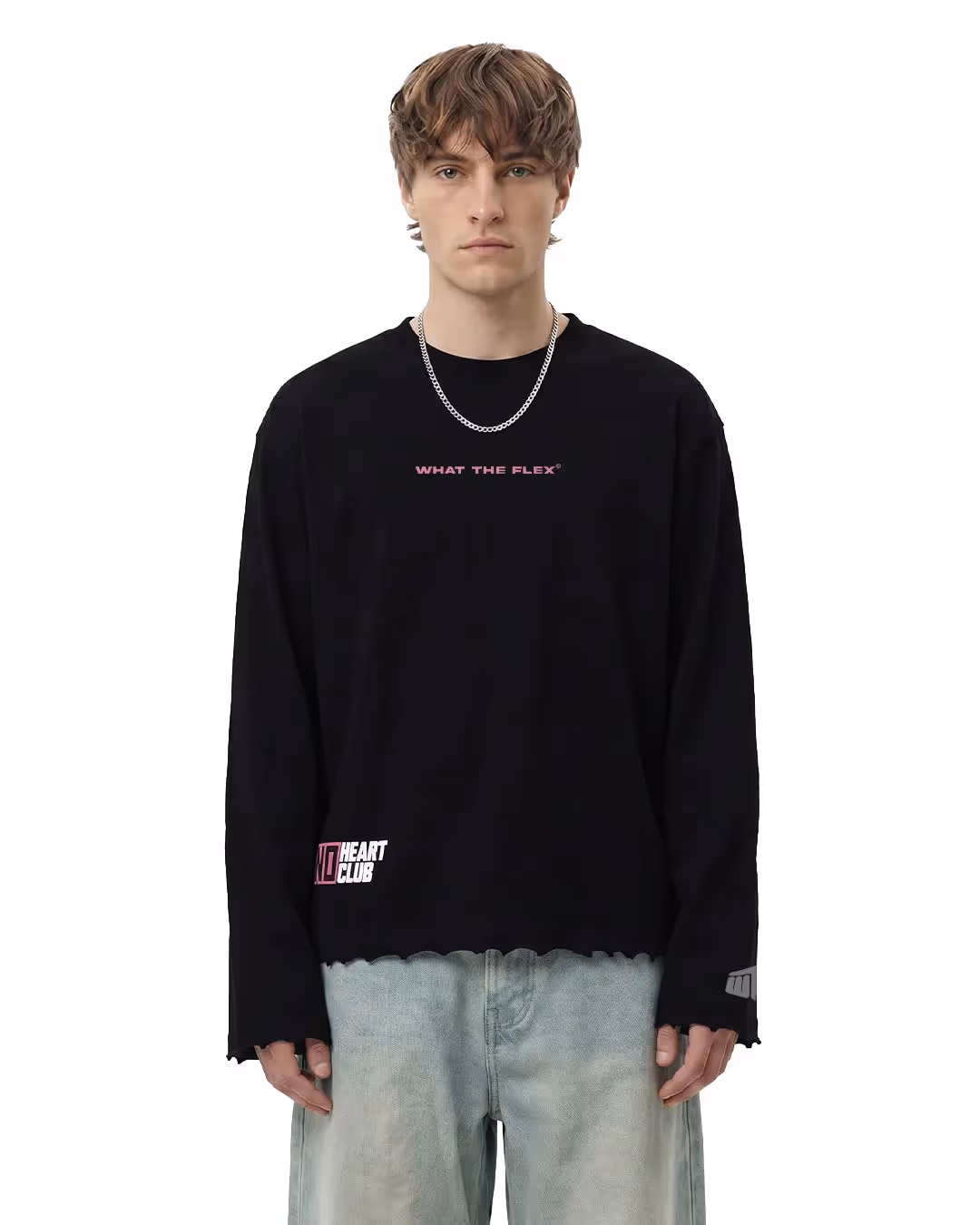 No Heart Club Full Sleeve Boxy-Fit Black T-shirt image 2