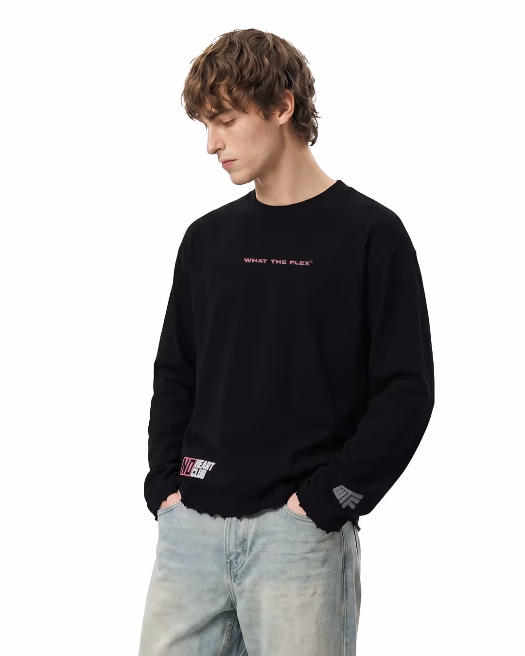 No Heart Club Full Sleeve Boxy-Fit Black T-shirt image 3