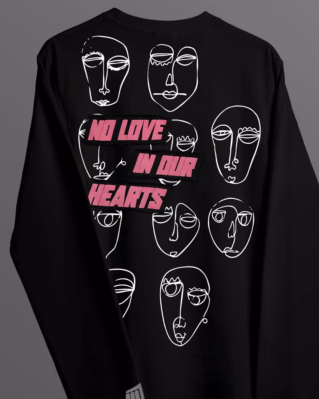 No Heart Club Full Sleeve Boxy-Fit Black T-shirt image 4