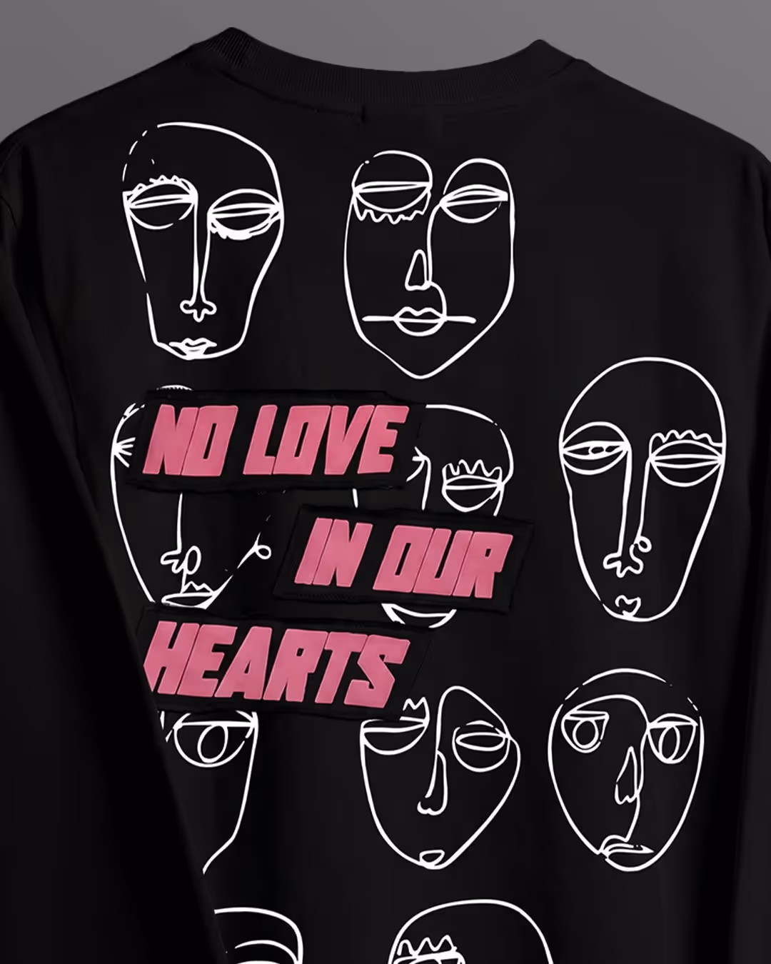 No Heart Club Full Sleeve Boxy-Fit Black T-shirt image 7